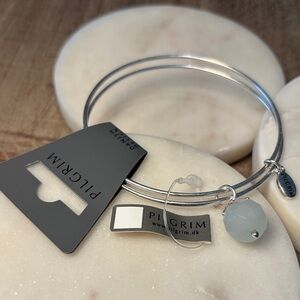 (#15) Pilgrim Silver Bracelet with Frosted White Charm